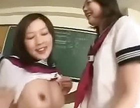 Japanese schoolgirls in action
