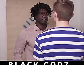 Interracial black monster cock tearing open white dude bareback BLACK-GODZ XXX porn video