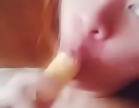 Banana deepthroat blowjob