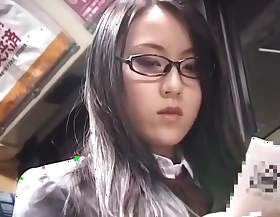Japanese schoolgirl yon glasses get fucked out for reach for bus