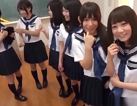 Hot Japanese babyhood in school uniforms in hot systematize front