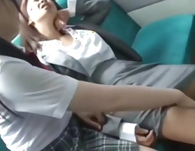 Asian Schoolgirl Seduces Bus on Public Bus