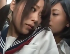Japanese Brutal Lesbians on a catch train 1