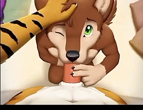 Un lindo ciervo mamando a su novio tigre (animación floccose gay, con sonido)