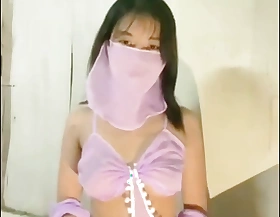 Beautiful Girl Purple Lingerie Masturbation