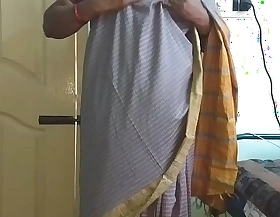 Desi indian tamil telugu kannada malayalam hindi horny cheating wife vanitha wearing grey colour saree showing broad in the beam soul plus shaved pussy press hard soul press bite rubbing pussy masturbation