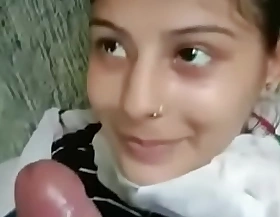 Desi cute woman gargantuan blowjob roughly girlfriend