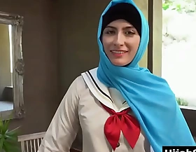 Girl in hijab trained how to fuck