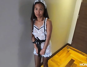 Rearward Thai maid is regrettable be useful to simulate coupled with fucks the boss