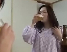 Japanese milf withyoung lad drink and fuck
